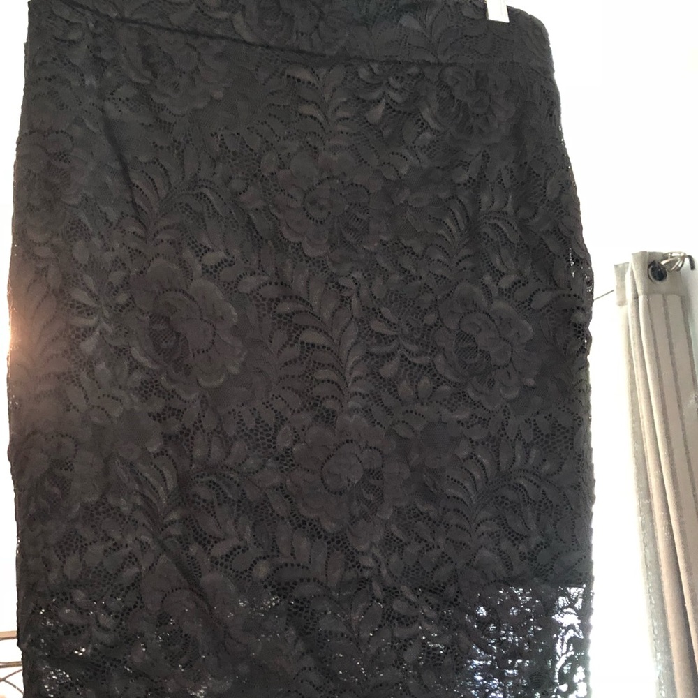 Black lace pencil skirt